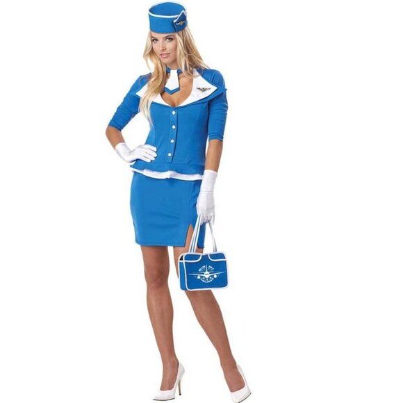 California Costumes Dresses & Skirts - RETRO STEWARDESS Blue B Spears Costume! WITH PURSE!! NEW in packaging M-L